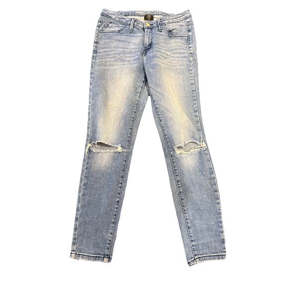 Mossimo Womens Size 8 R Mid Rise Distressed Power Stretch Jeans Jeggings - Picture 1 of 16